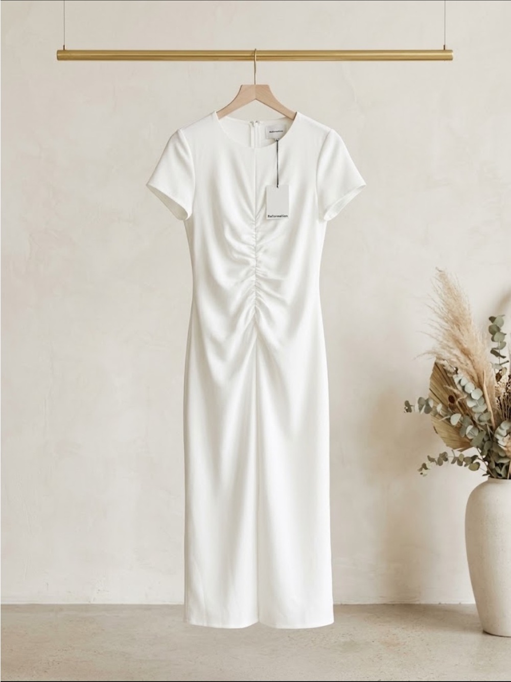 NWT Reformation Mila Knit Midi Dress in Fior Di Latte - Size L